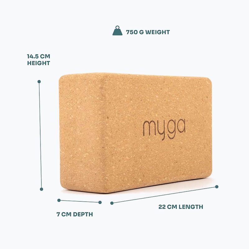 Блок для йоги Myga Cork Block brown 7