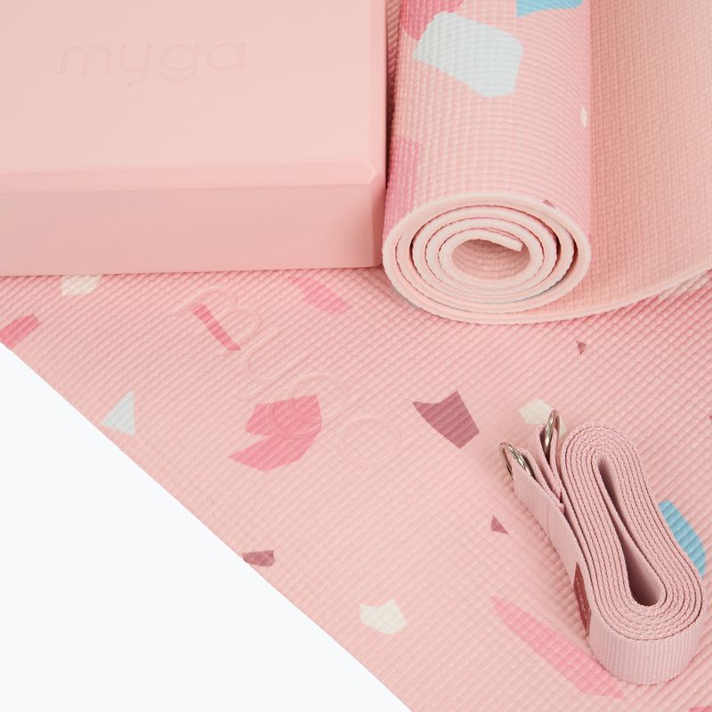 Набір для йоги Myga Terrazzo Yoga Set mat + block + strap purple 9