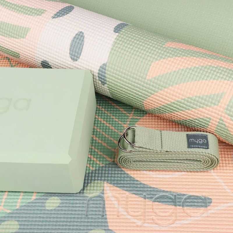 Набір для йоги Myga Palm Yoga Set mat + block + green strap 4