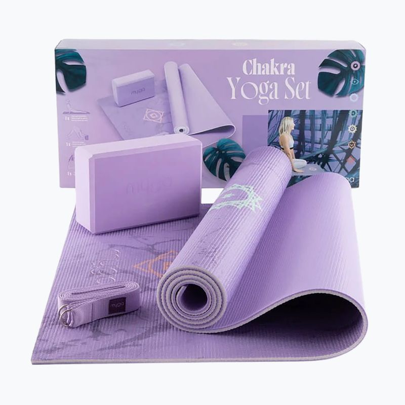 Набір для йоги Myga Chakra Yoga Set mat + block + purple strap 3