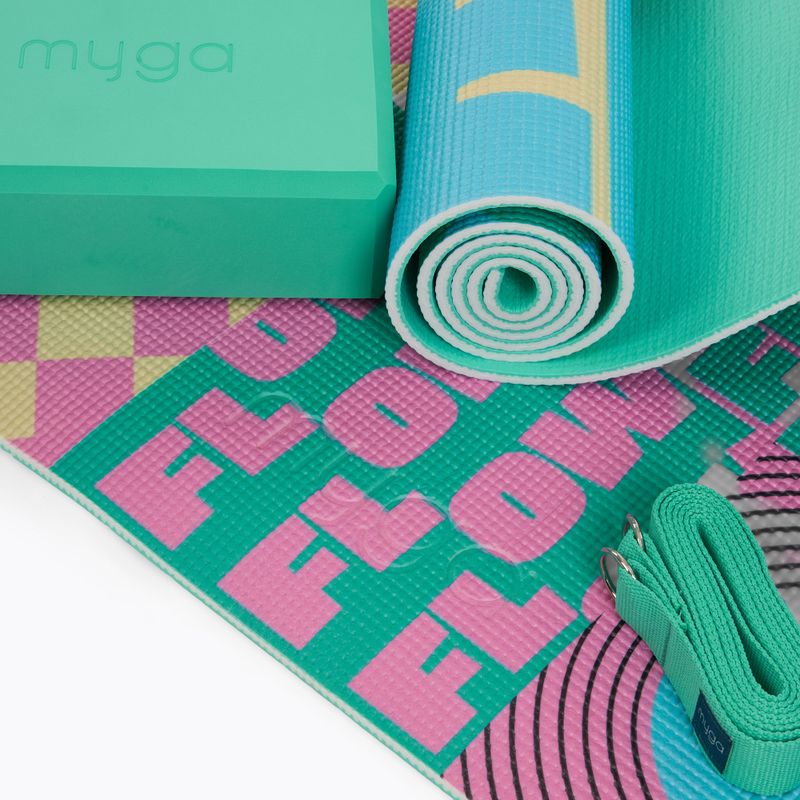 Набір для йоги Myga Spirit Yoga Set mat + block + turquoise strap 9