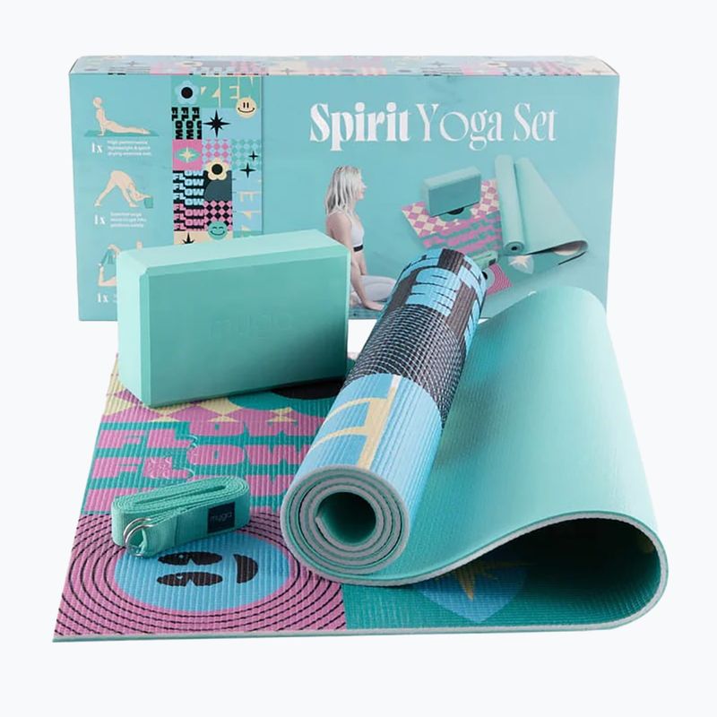 Набір для йоги Myga Spirit Yoga Set mat + block + turquoise strap 11
