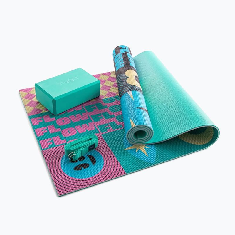 Набір для йоги Myga Spirit Yoga Set mat + block + turquoise strap 15