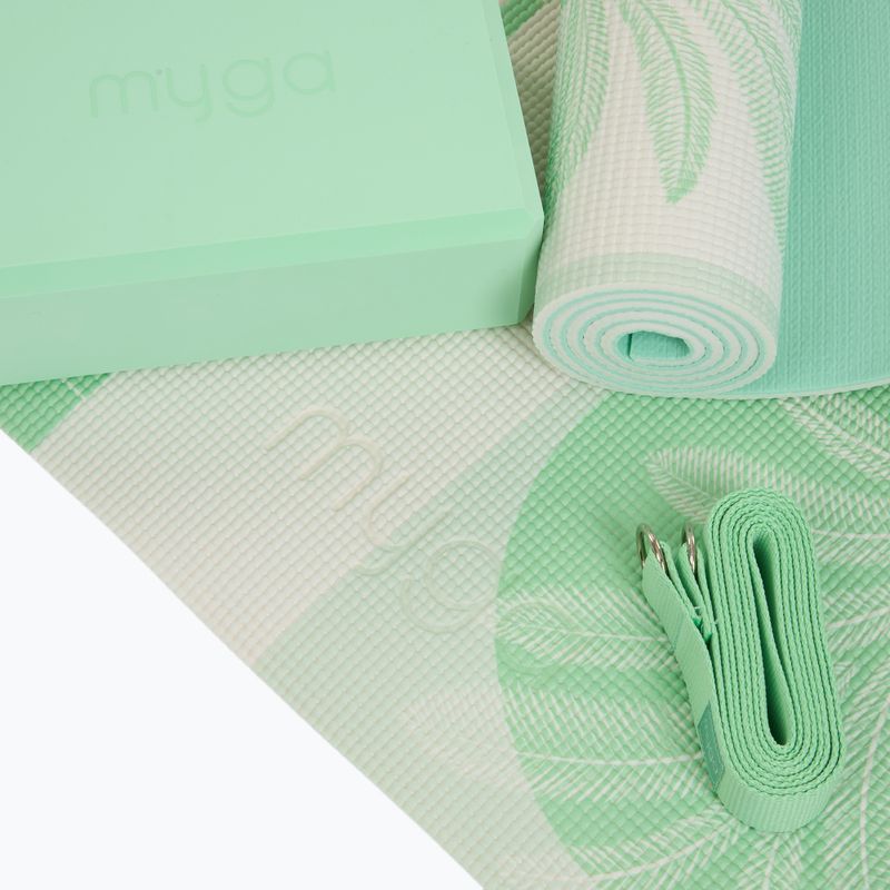 Набір для йоги Myga Sage Palm Yoga Set mat + block + green strap 9