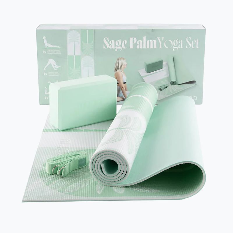 Набір для йоги Myga Sage Palm Yoga Set mat + block + green strap 11