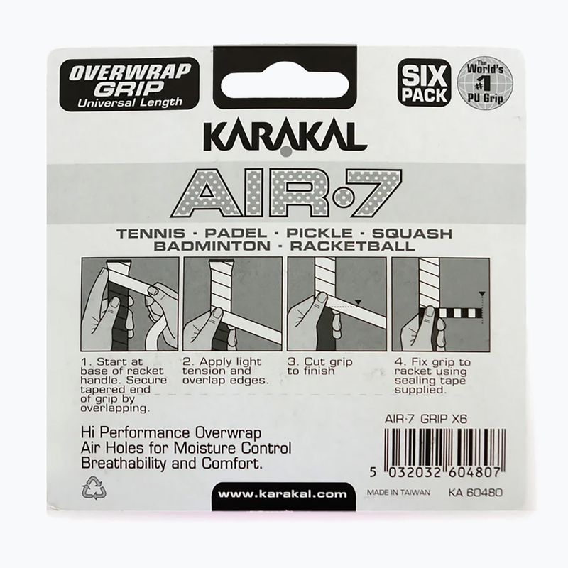 Обмотки для сквошу Karakal Air 7 Overwrap Grip 6 pack pink 2