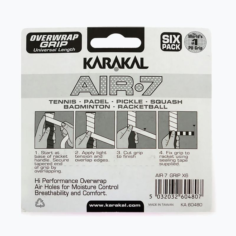 Обмотки для сквошу Karakal Air 7 Overwrap Grip 6 pack lime 2