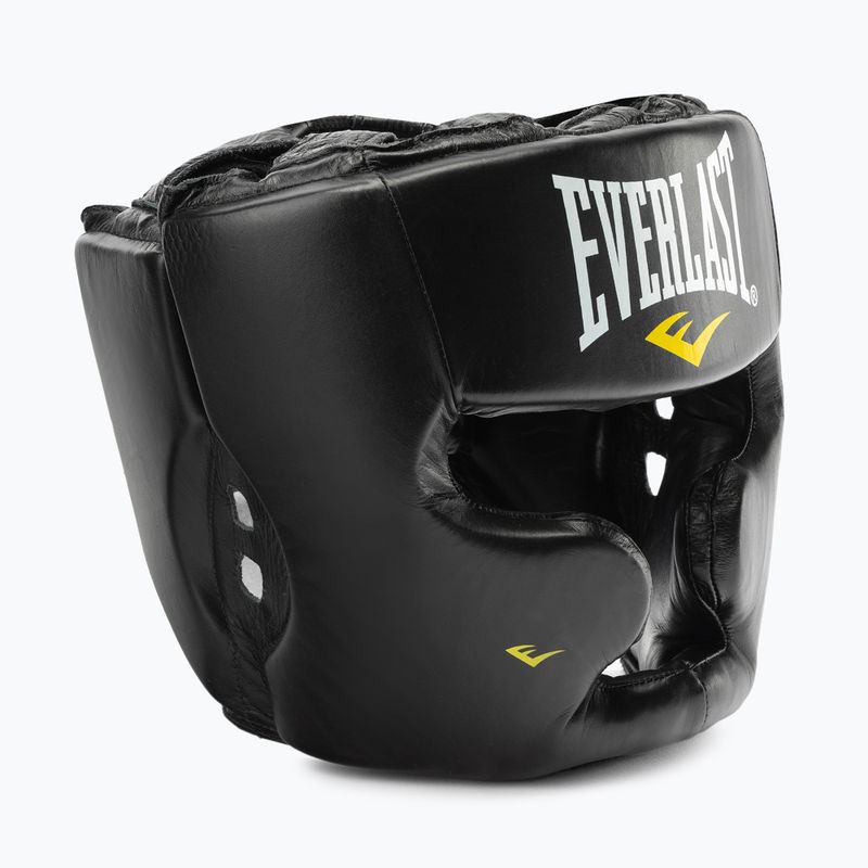 Шолом боксерський чоловічий Everlast Шкіряний З захистом щік і підборіддя чорний 350 BLK – S/M
