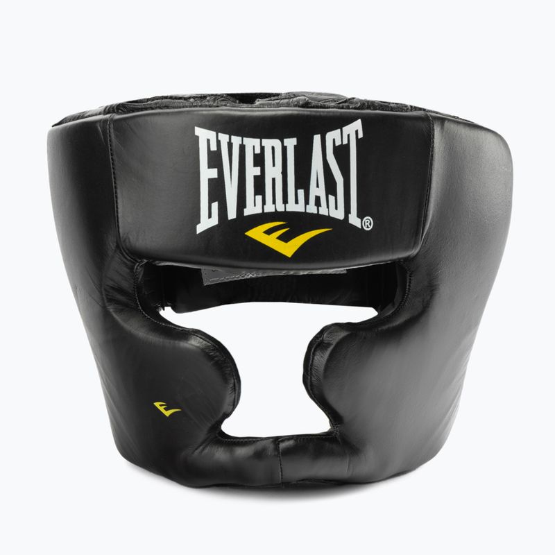Шолом боксерський чоловічий Everlast Шкіряний З захистом щік і підборіддя чорний 350 BLK – S/M 2
