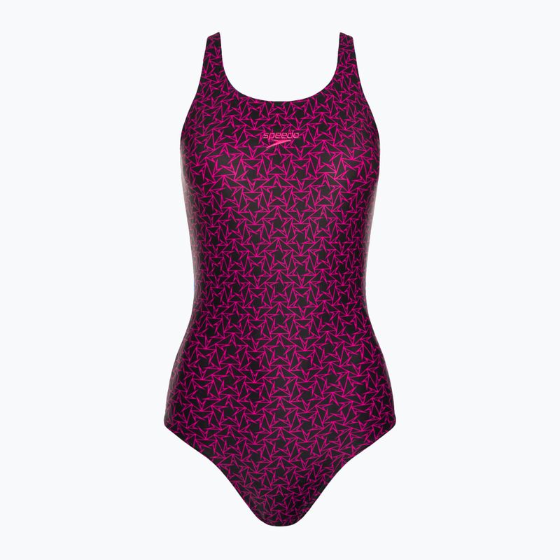 Купальник суцільний жіночий Speedo Boomstar Allover Muscleback чорно-рожевий 68-12299B344