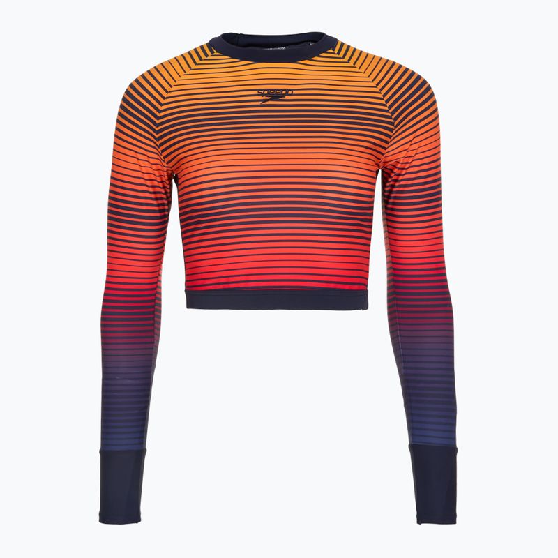 Лонгслів для плавання жіночий Speedo Placement Wrap Back Top blue/orange