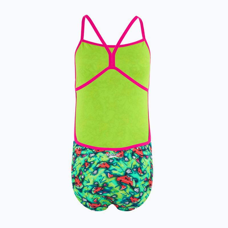 Купальник суцільний жіночий Speedo Allover Vback atomic lime / electric pink / fake green 2