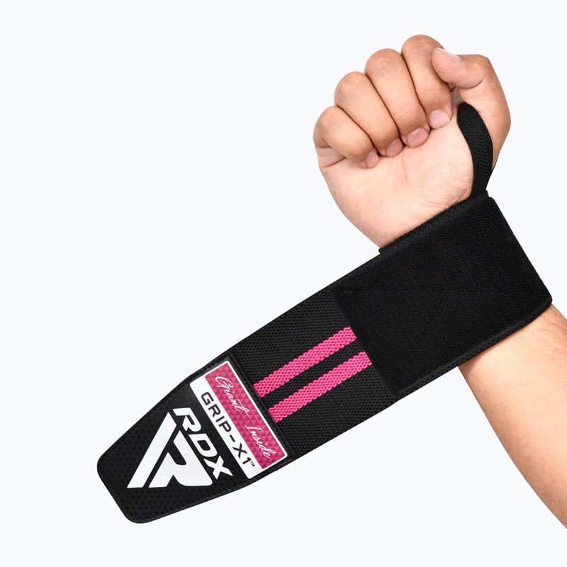 Бандаж на зап'ястя RDX WR11 Gym Wrist Wrap чорний/рожевий 4