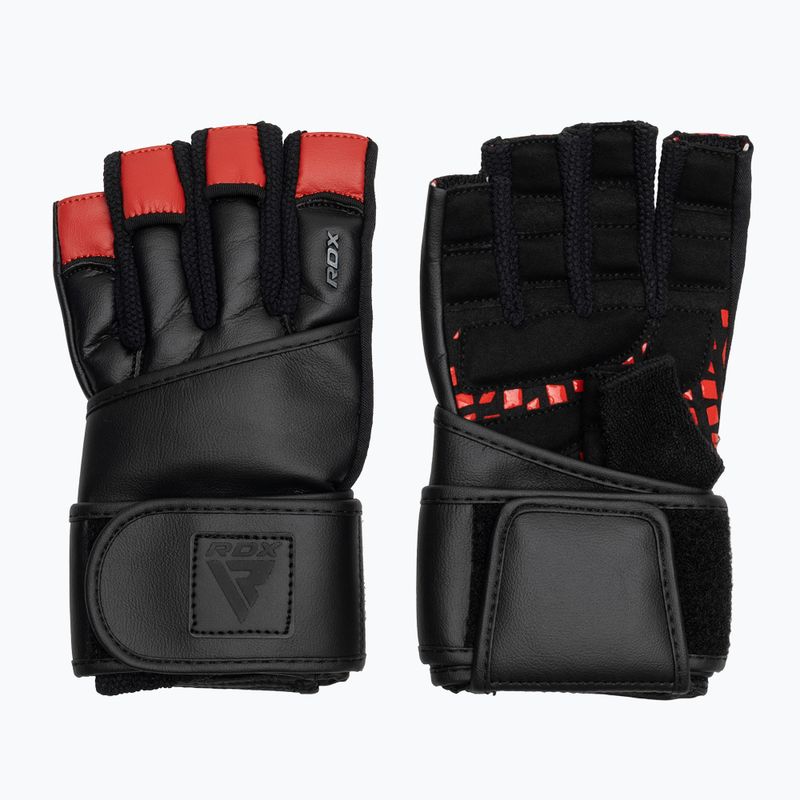 Рукавички для тренувань RDX L4 Finger Weightlifting Leather red/black