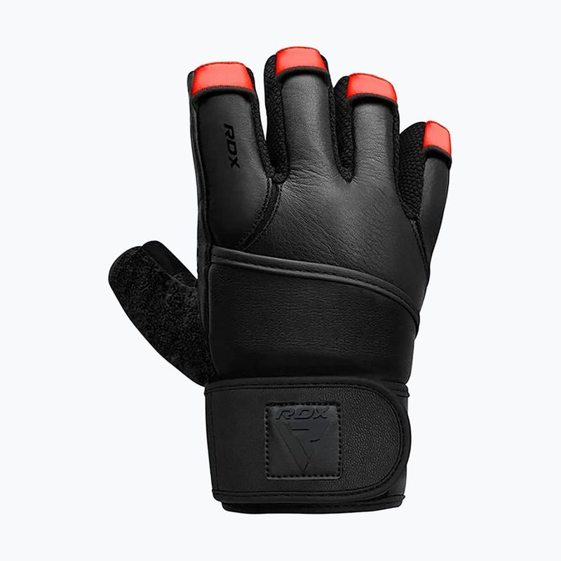 Рукавички для тренувань RDX L4 Finger Weightlifting Leather red/black 3