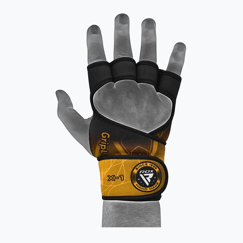 Рукавиці тренувальні RDX Weight Lifting X1 Long Strap чорно-жовті WGN-X1Y 6