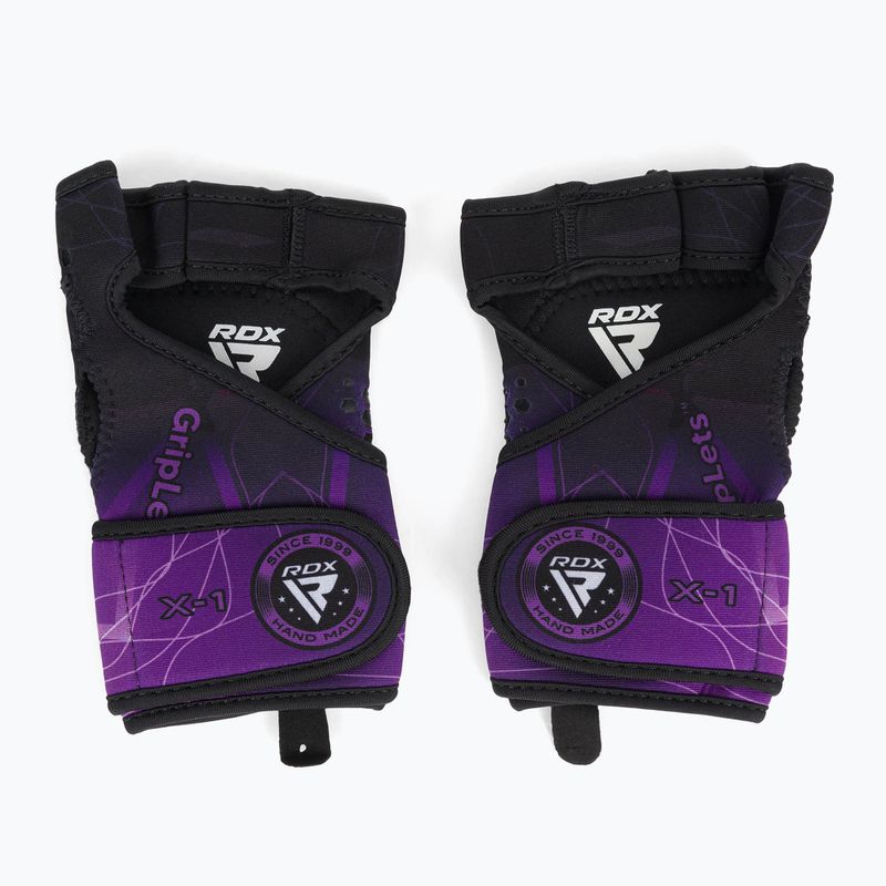 Рукавиці тренувальні RDX Weight Lifting X1 Long Strap чорно-фіолетові WGN-X1PR 2