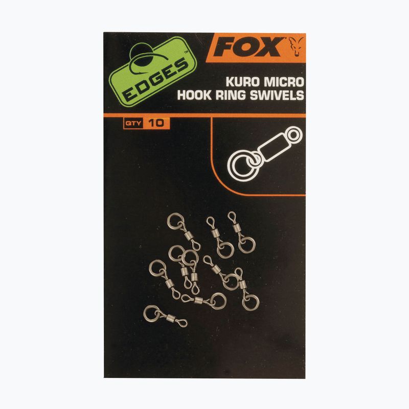 Вертлюги коропові Fox International Edges Kuro Micro Hook Ring Swivels сріблясті CAC586