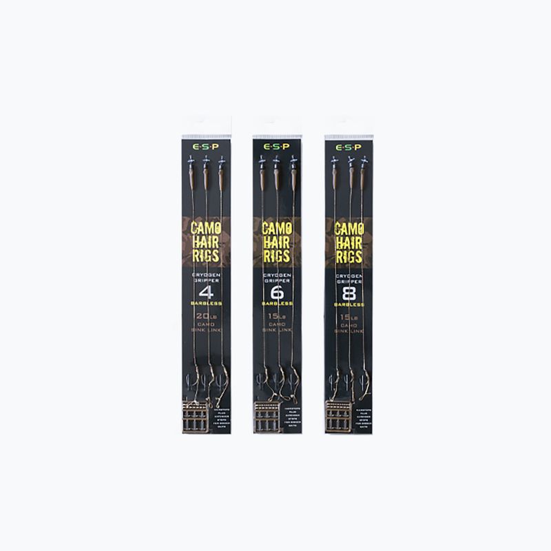 Припони коропові ESP Camo Hair Rig Gripper Barbless camo EHRCHRGB08