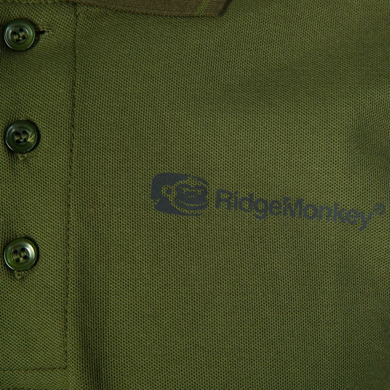 Футболка для риболовлі чоловіча RidgeMonkey Apearel Dropback Polo Shirt зелена RM266 3