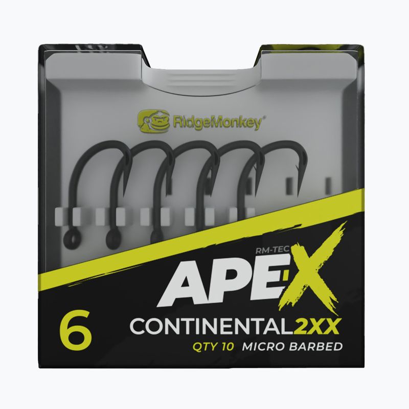 Гачки RidgeMonkey Ape-X Continental 2XX Barbed сірі RMT249 2