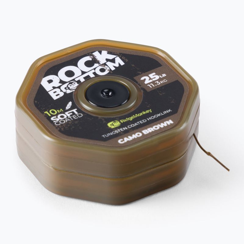 Плетена волосінь коропова RidgeMonkey Connexion Rock Bottom Tungsten Soft Coated Hooklink коричнева RMT280