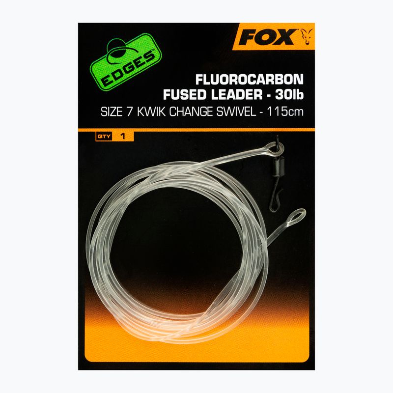 Поводок короповий Fox International Fluorocarbon Fused Leader 30 lb - Kwik Change Swivel 115 cm прозорий CAC717