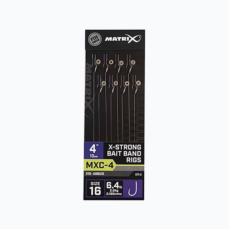 Поводки для methody Matrix MXC-4 Size Barbless X-Strong Bait Band 8 шт. прозорі GRR066