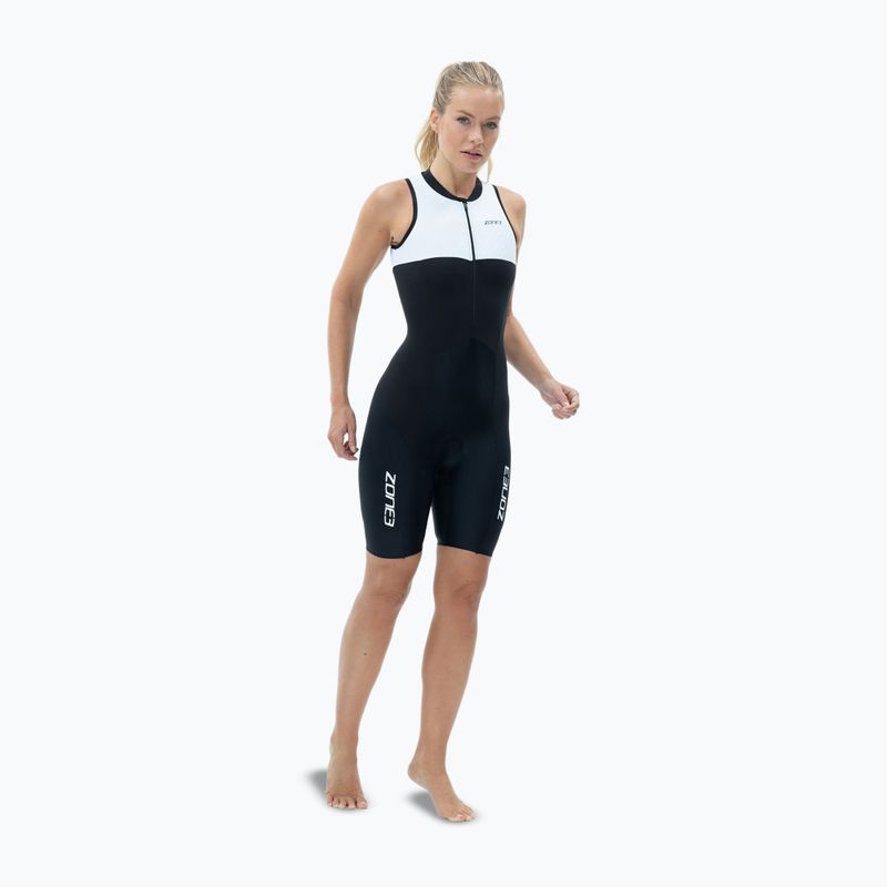 Комбінезон для тріатлону жіночий ZONE3 Lava Long Distance Trisuit black/white/green 3