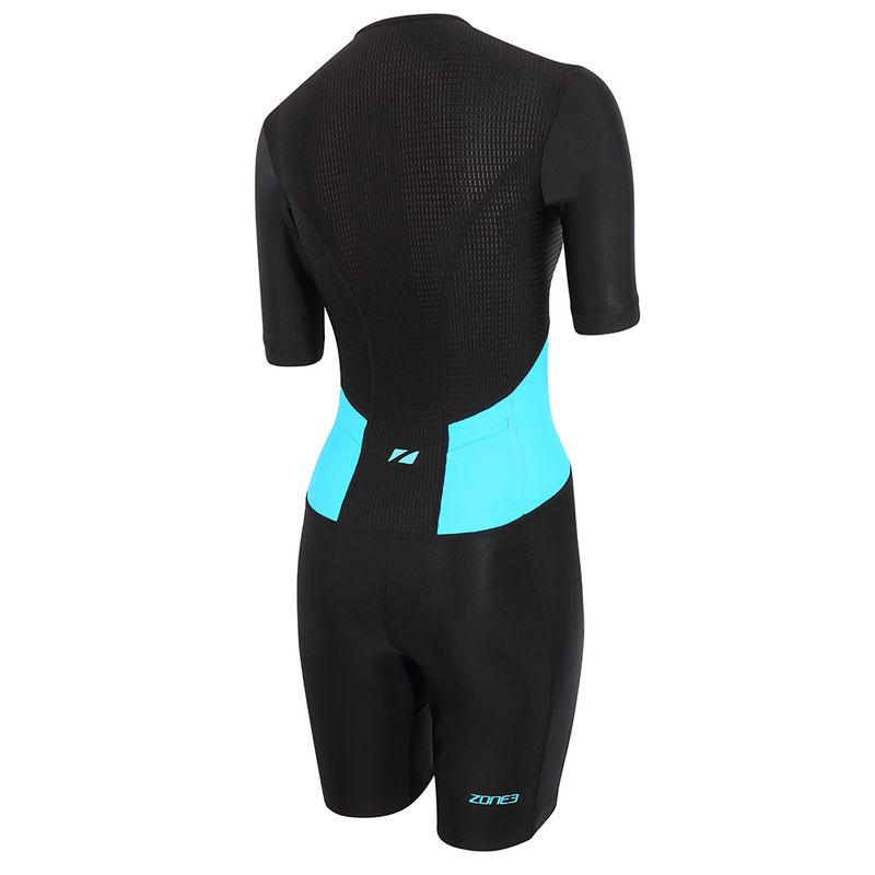 Жіночий триатлонний костюм ZONE3 Activate SS Full Zip Trisuit чорний/бірюзовий 2