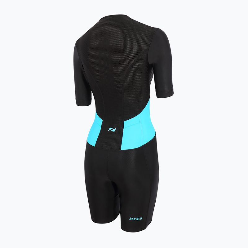 Жіночий триатлонний костюм ZONE3 Activate SS Full Zip Trisuit чорний/бірюзовий 3