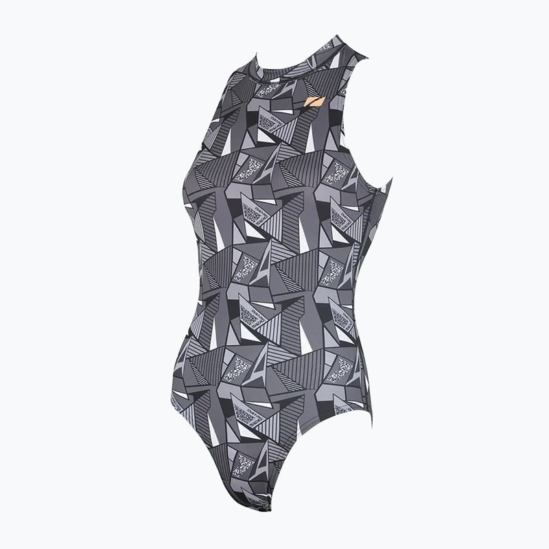 Жіночий злитий купальник ZONE3 OWS Renew High Neck чорний/білий 6