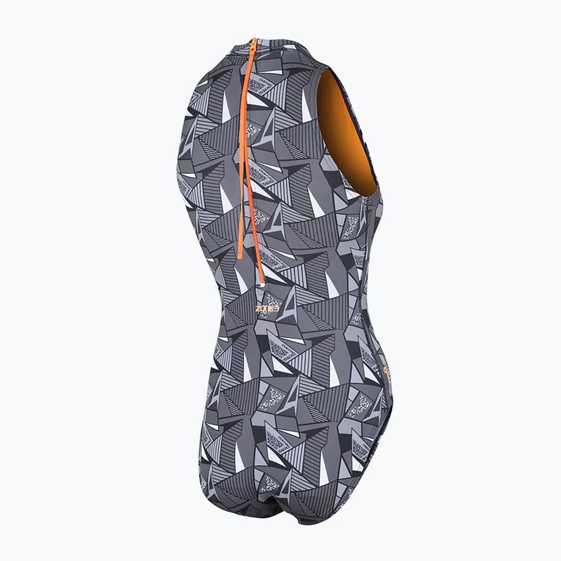 Жіночий злитий купальник ZONE3 OWS Renew High Neck чорний/білий 7