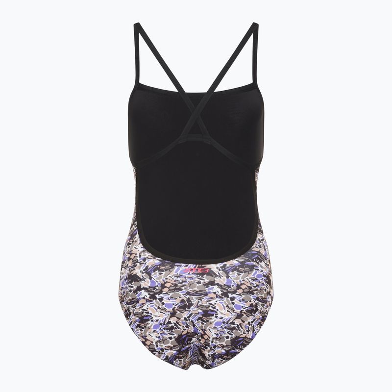 Жіночий злитий купальник ZONE3 Pacific Koa Strap Back чорний/зелений 2