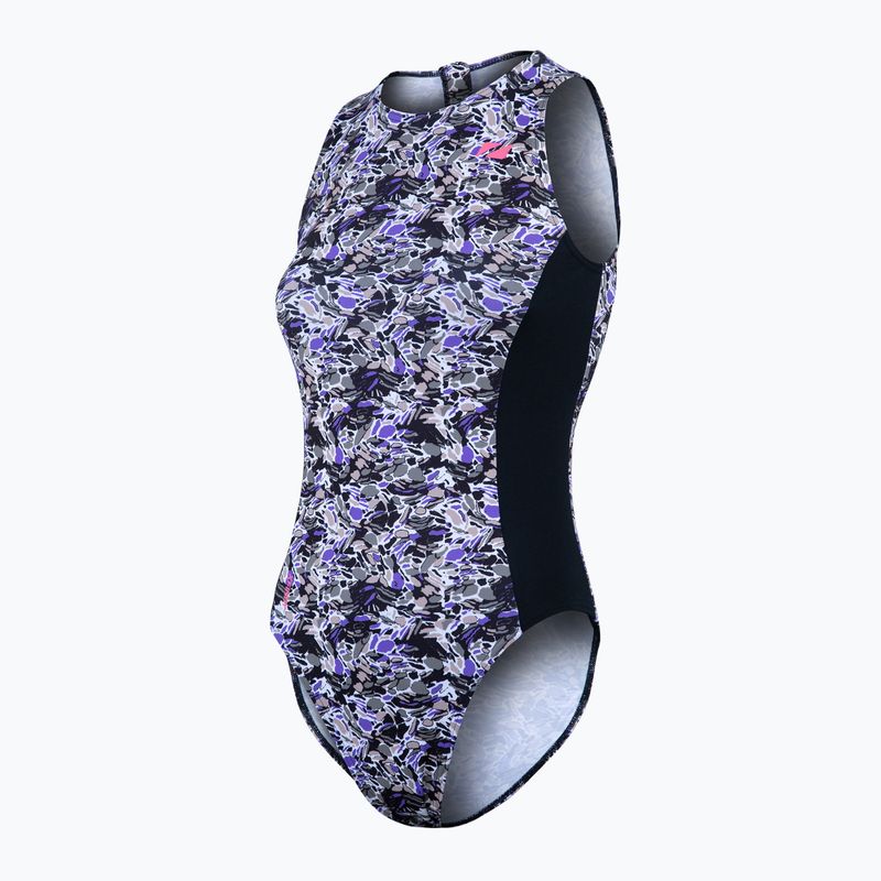 Жіночий злитий купальник ZONE3 Pacific Koa High Neck чорний/зелений 4