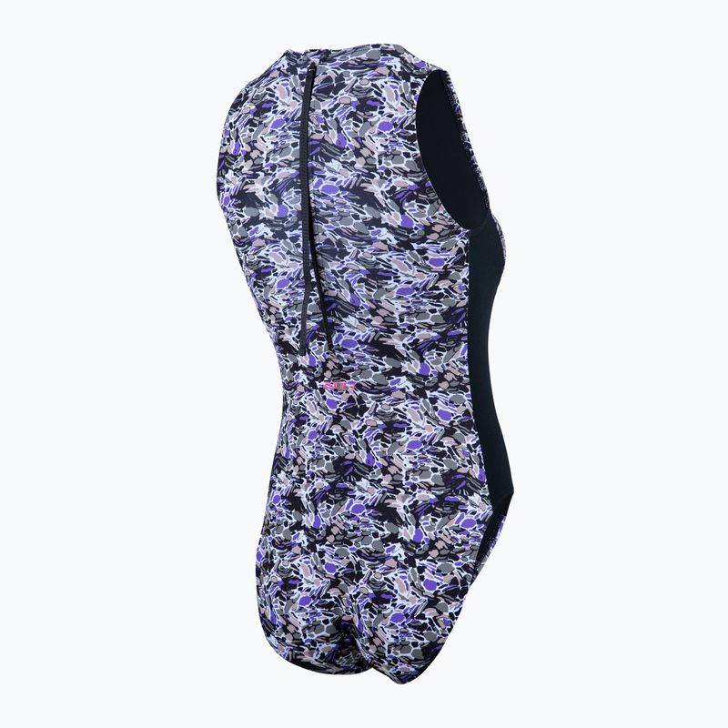 Жіночий злитий купальник ZONE3 Pacific Koa High Neck чорний/зелений 5