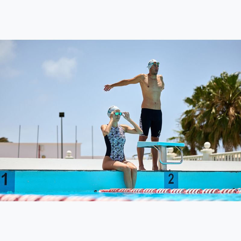 Жіночий злитий купальник ZONE3 Pacific Koa High Neck чорний/зелений 7