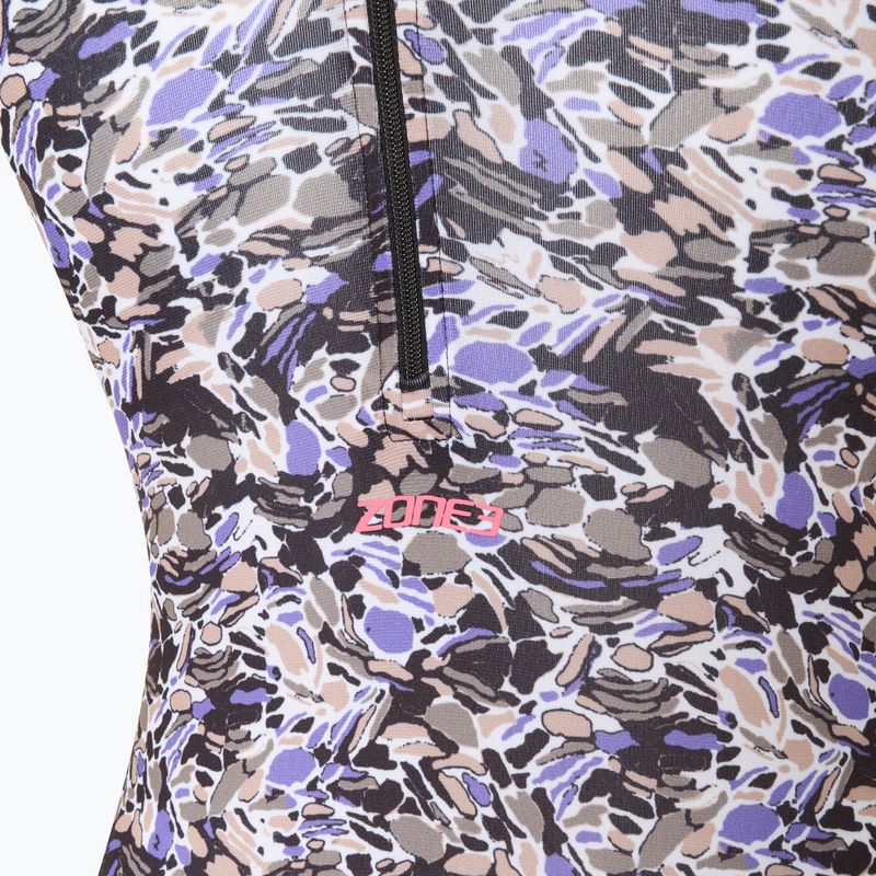 Жіночий злитий купальник ZONE3 Pacific Koa High Neck чорний/зелений 3