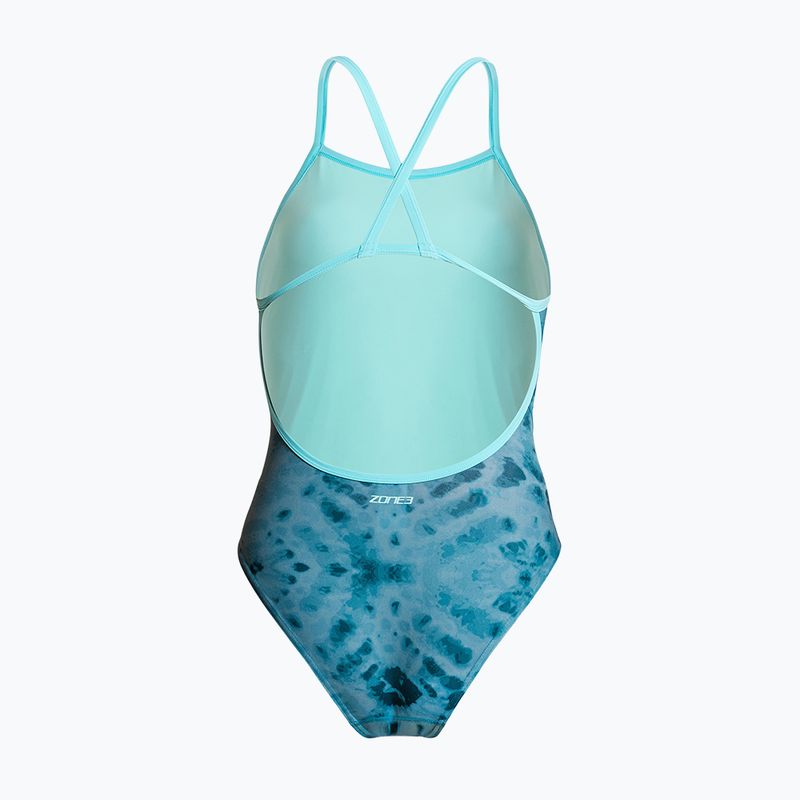 Купальник суцільний жіночий ZONE3 Strap Back teal tie dye 2