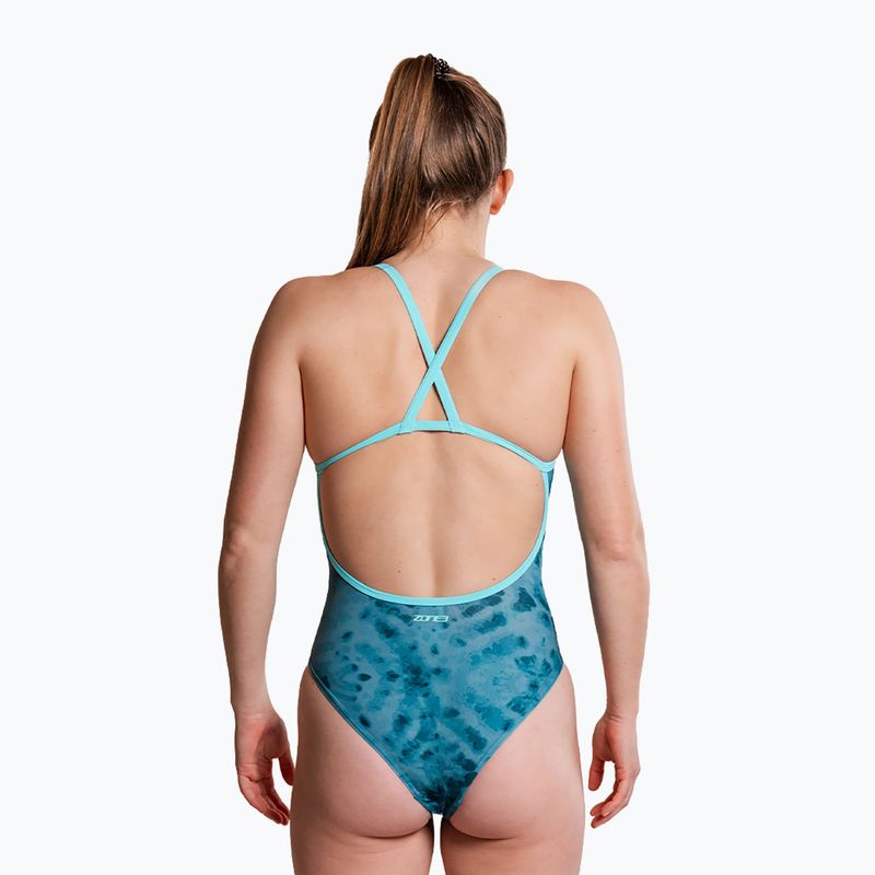 Купальник суцільний жіночий ZONE3 Strap Back teal tie dye 5