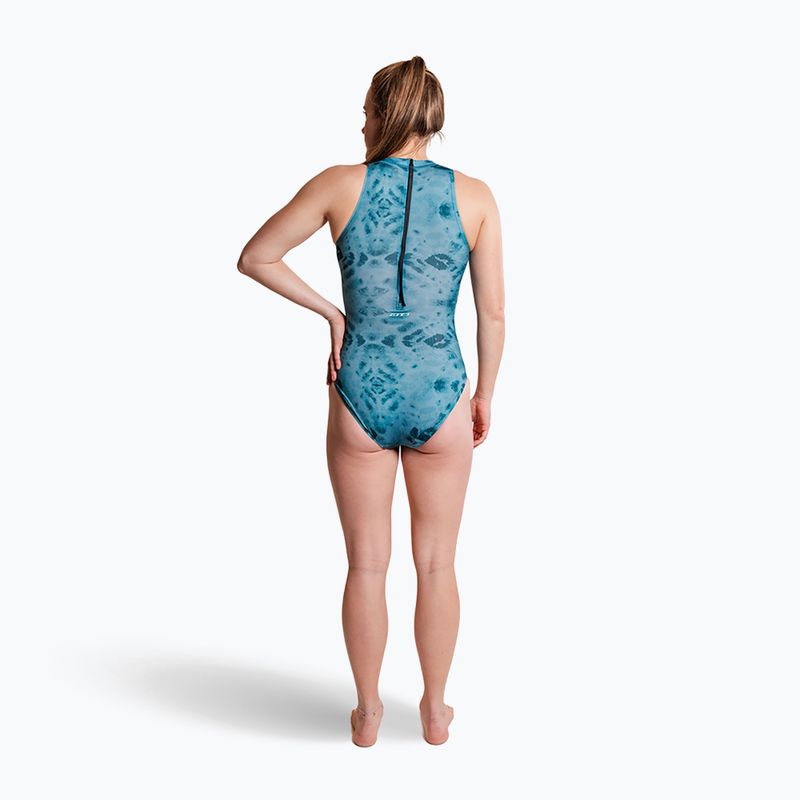 Купальник суцільний жіночий ZONE3 High Neck Costume teal tie dye 5