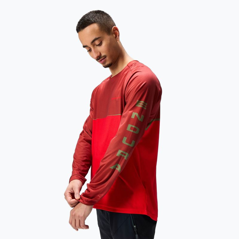 Лонгслів велосипедний чоловічий Endura Core Printed flame red 2