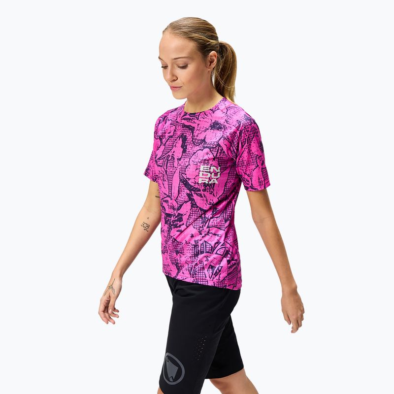 Футболка велосипедна жіноча Endura Grid Floral Ltd W pink pop 4