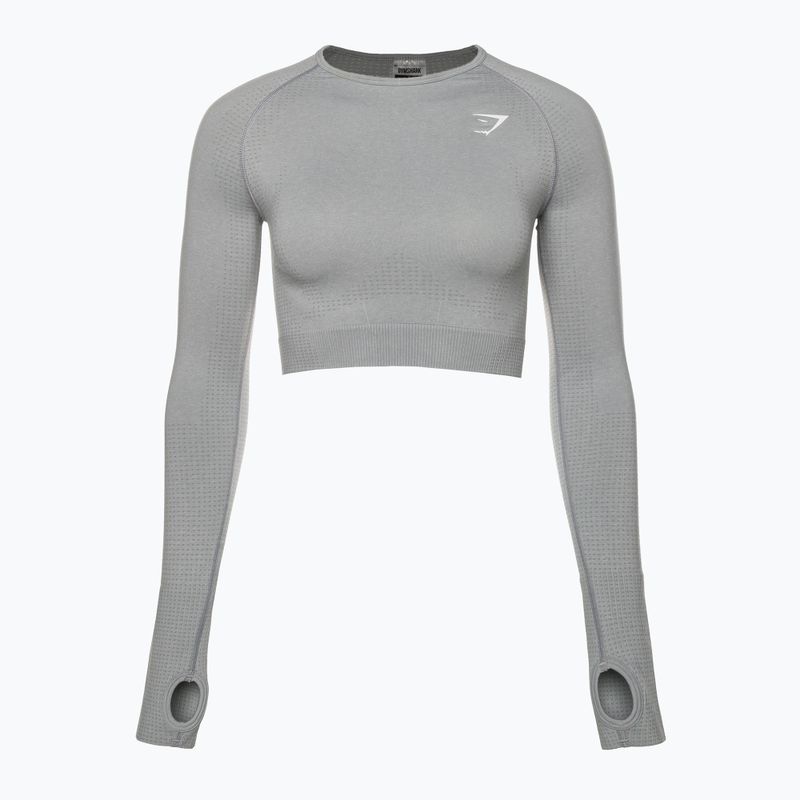 Топ лонгслів тренувальний жіночий Gymshark Vital Seamless Crop Top light grey 5