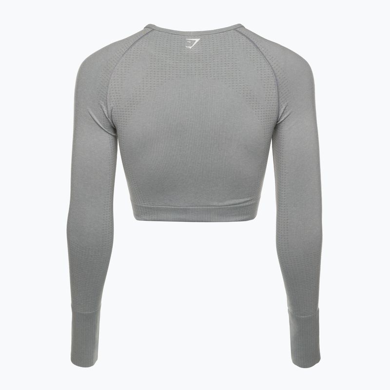 Топ лонгслів тренувальний жіночий Gymshark Vital Seamless Crop Top light grey 6