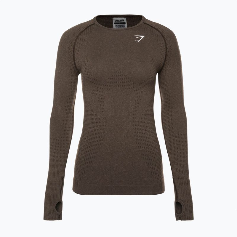 Топ лонгслів тренувальний жіночий Gymshark Vital Seamless Top brown/white 6