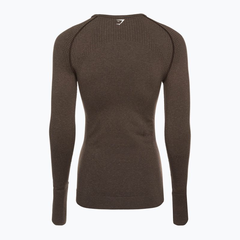 Топ лонгслів тренувальний жіночий Gymshark Vital Seamless Top brown/white 7