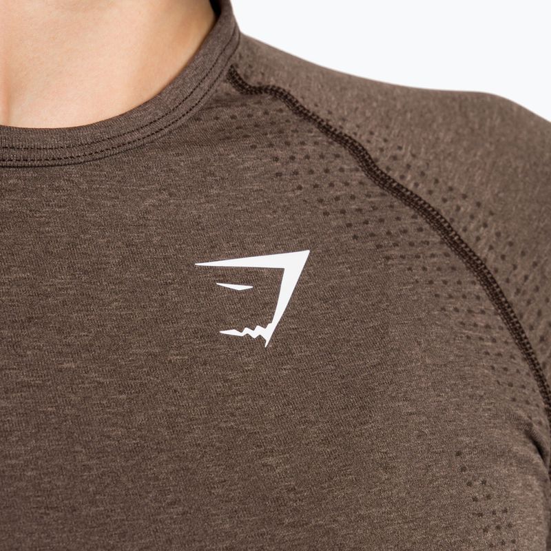 Топ лонгслів тренувальний жіночий Gymshark Vital Seamless Top brown/white 5