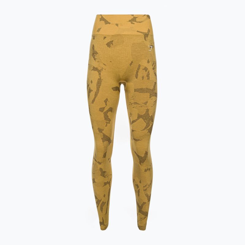 Легінси тренувальні жіночі Gymshark Adapt Camo Savanna Seamless yellow/white 5