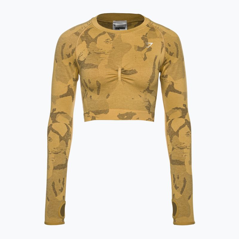 Лонгслів для тренувань жіночий Gymshark Adapt Camo Savanna Seamless Indian yellow 5